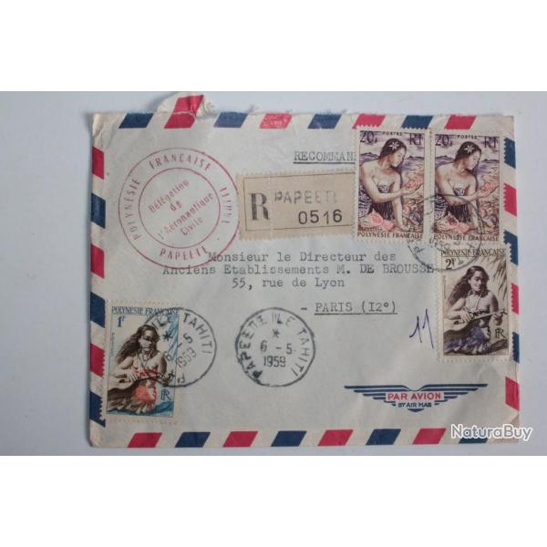 Enveloppe air mail Polyn�sie fran�aise A�ronautique Civile 1959