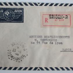Enveloppe air mail Saigon-A Indochine 1948