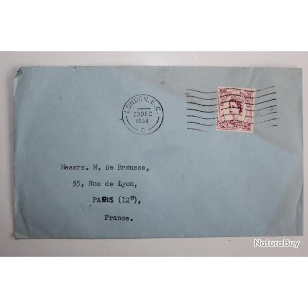 Enveloppe timbre Angleterre commeroial union marine dept 1958