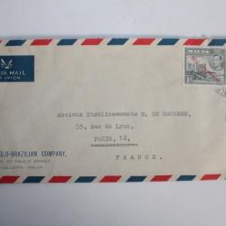 Enveloppe timbres Malte self government air mail 1947