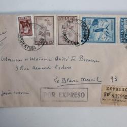Enveloppe timbres Argentine via aereo expreso 1969