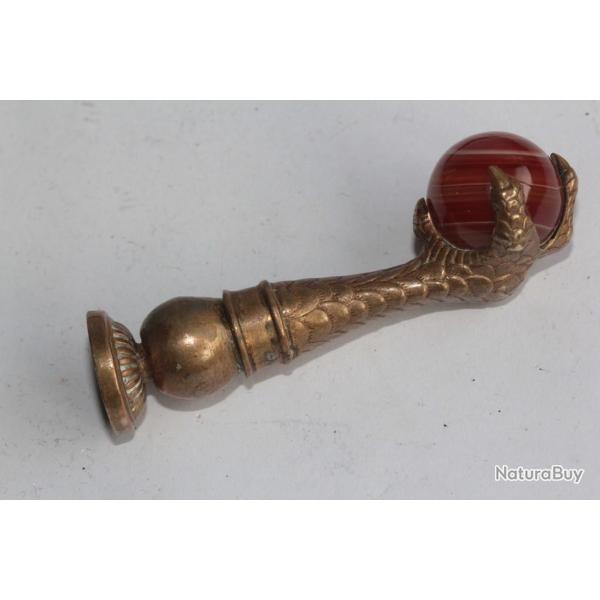 Sceau cachet Serre d'aigle bronze et agate