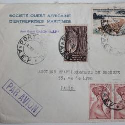 Enveloppe timbres Afrique &Eacute;quatorial fran&ccedil;aise air mail port gentil 1952