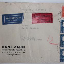 Enveloppe timbres Allemagne flora Europa par avion expr&egrave;s 1957