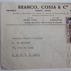 Enveloppe Branco timbre Afrique &eacute;quatoriale fran&ccedil;aise Lib&eacute;ration 1957