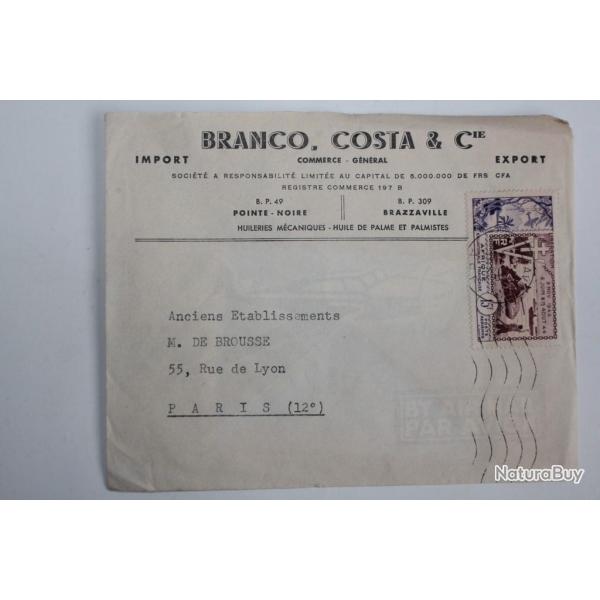 Enveloppe Branco timbre Afrique �quatoriale fran�aise Lib�ration 1957