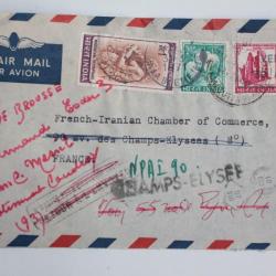 Enveloppe Inde par avion erreur adresse Versailles champs &Eacute;lys&eacute;e 1971