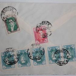 Enveloppe timbres 2R en bande Iran air mail 1957
