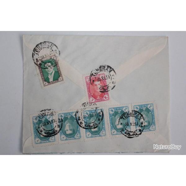 Enveloppe timbres 2R en bande Iran air mail 1957