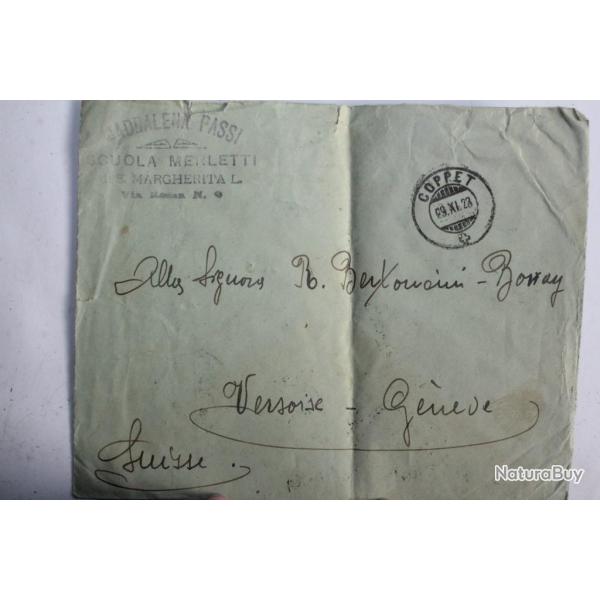 Enveloppe Italie maddalena passi scuola merletti 1923