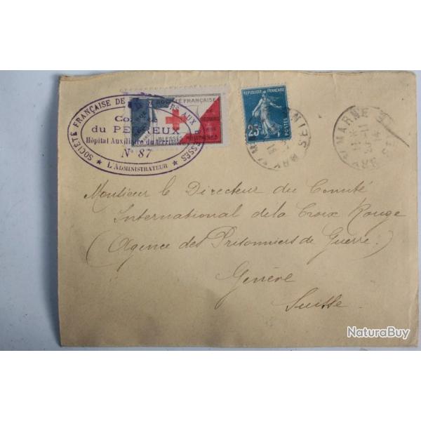 Enveloppe Soci�t� fran�aise secours aux bless�es comit� du perreux 1914