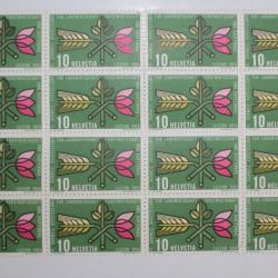 Timbres Suisse planche x16 timbres neuve 1954