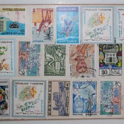 Timbres Tunisie sur planche 1975-1985