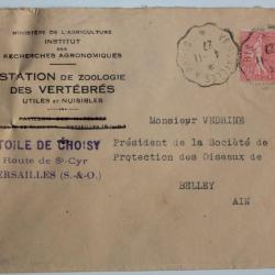 Enveloppe Ministère de l'agriculture cachet Versailles 1927