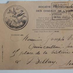 Enveloppe société protectrice des oiseux flamme exposition Auxerre 1930