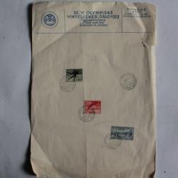 Timbres Norvège Jeux olympique d'Oslo service de presse FDC 1952