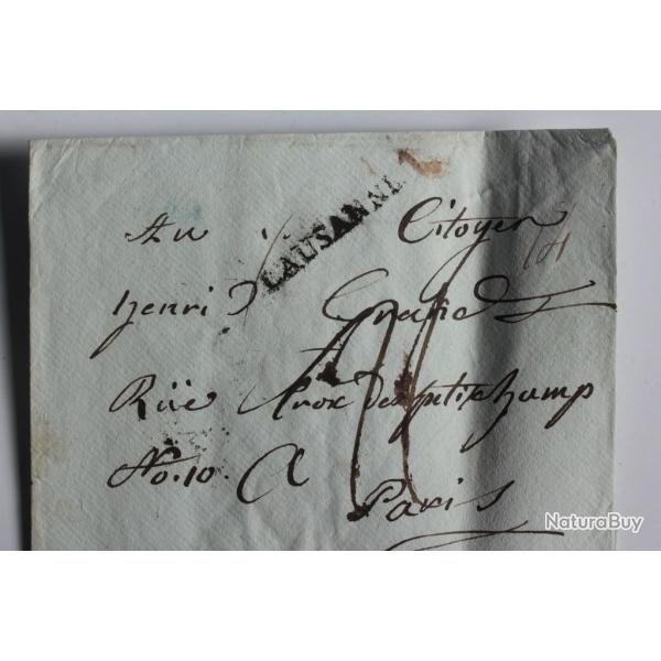 Pli marque postale Suisse cachet lin�aire Lausanne avant 1840
