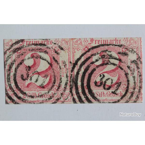Timbres Allemagne tour et taxis oblit�r� annul� 301 se tenant 1851
