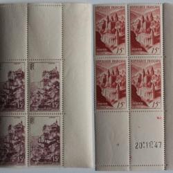 Timbres France blocs x4 conques et roc-amadour 1947 neufs