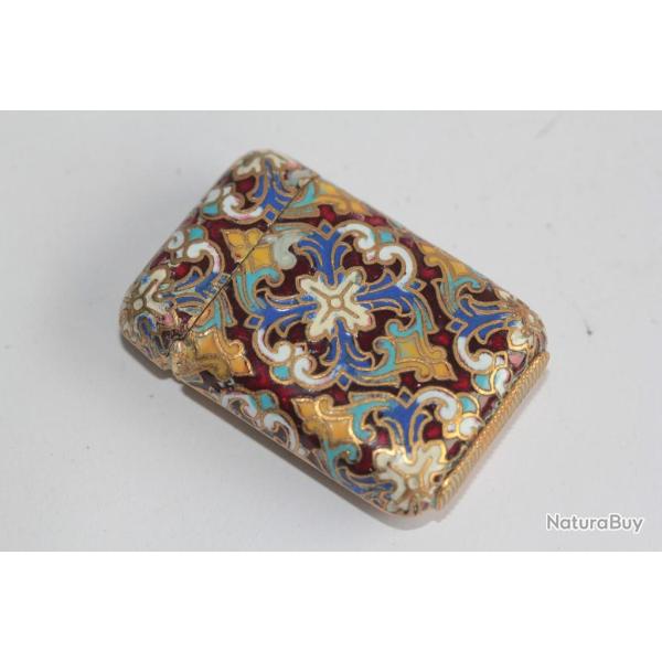 Boite � feu boite d'allumettes �maux cloisonn�s Pyrog�ne