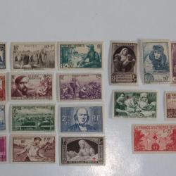 Timbres France oeuvre de guerre 1940 neufs sur charni&egrave;re