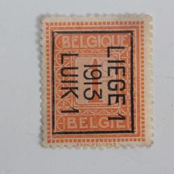 Timbre Belgique pr&eacute; oblit&eacute;r&eacute; li&egrave;ge 1c 1912-1913