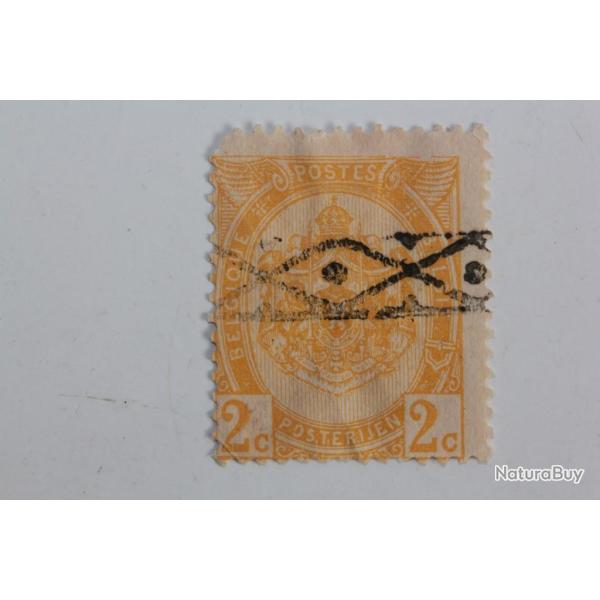 Timbre Belgique 2c oblit�ration d'annulation � la roulette 1893-1900