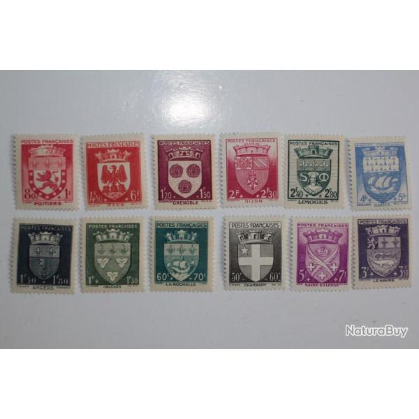 Timbres France armoiries de ville 2�me s�rie 1942