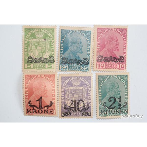 Timbres Liechtenstein �mission 1917/1918 surcharg� 1920