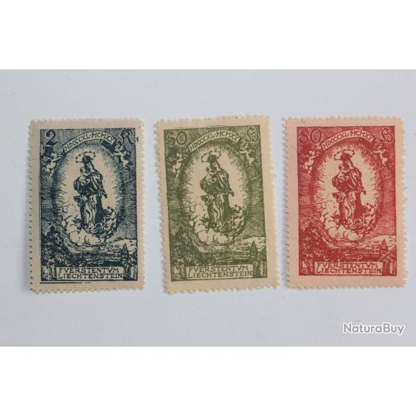 Timbres Liechtenstein anniversaire Jean II madone 1920 d�faut