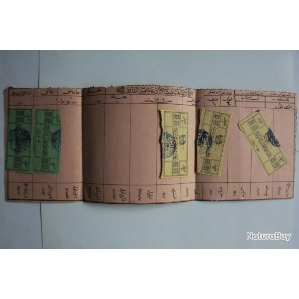 Vieux papier Calendrier empire ottoman avec vignette marchande 1893