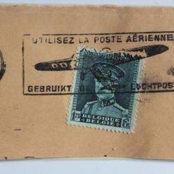 Timbre Belgique avec flamme poste a&eacute;rienne