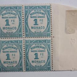 Timbres taxe Monaco recouvrements valeurs impay&eacute;es 1Fc 1932