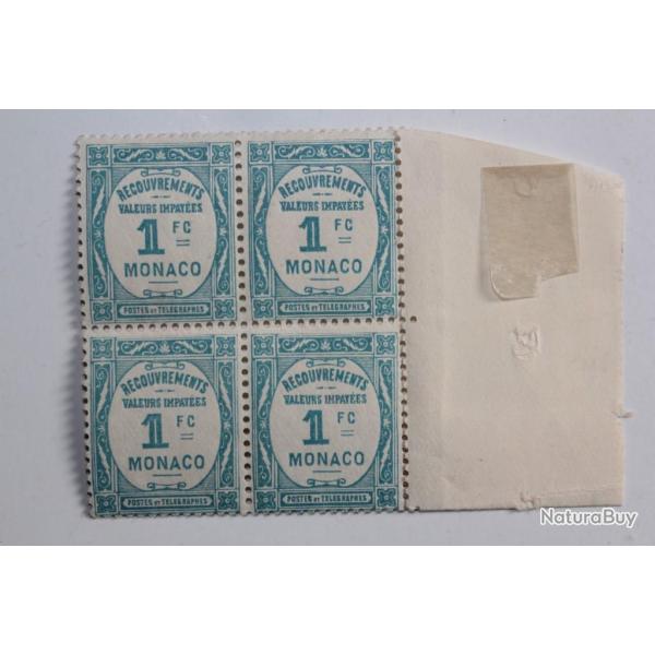 Timbres taxe Monaco recouvrements valeurs impay�es 1Fc 1932