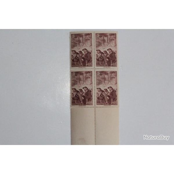 Timbres France Mineurs Bloc x4 neufs 1938
