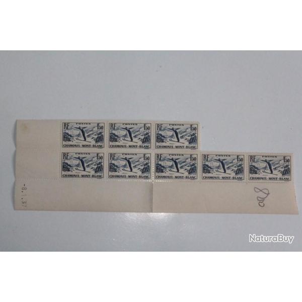 Timbres France Chamonix bloc x8 1937 neufs