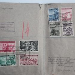 Timbres d'exil Pologne sur enveloppe pour Lisbonne 1943