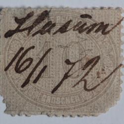 Timbre Conf&eacute;d&eacute;ration de l'Allemagne du nord oblit&eacute;r&eacute; &agrave; la plume 1872