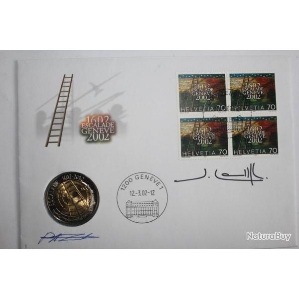 Timbre Suisse bloc x4 PJ avec pi�ce de monaie 5 Fr 2002