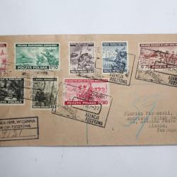 Pologne timbres d'exil s&eacute;rie compl&egrave;te sur enveloppe 1943