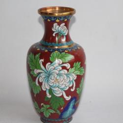 Vase &eacute;maux cloisonn&eacute;s Chrysanth&egrave;mes Chine