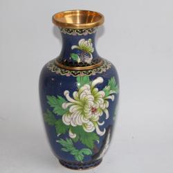 Vase &eacute;maux cloisonn&eacute;s Chrysanth&egrave;mes Chine