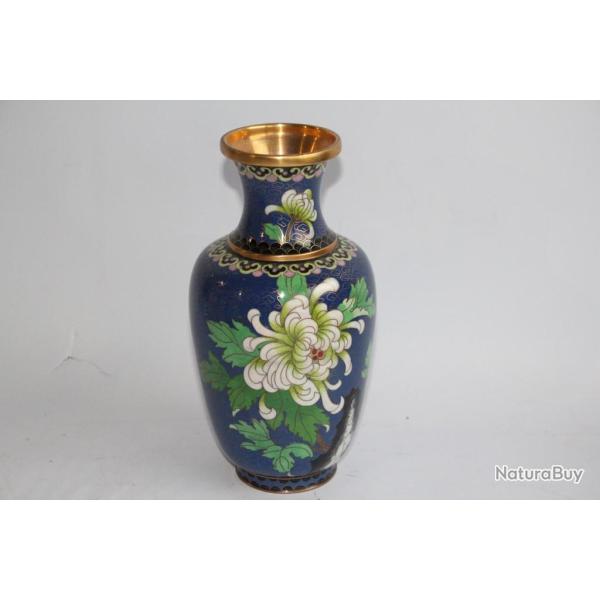 Vase �maux cloisonn�s Chrysanth�mes Chine