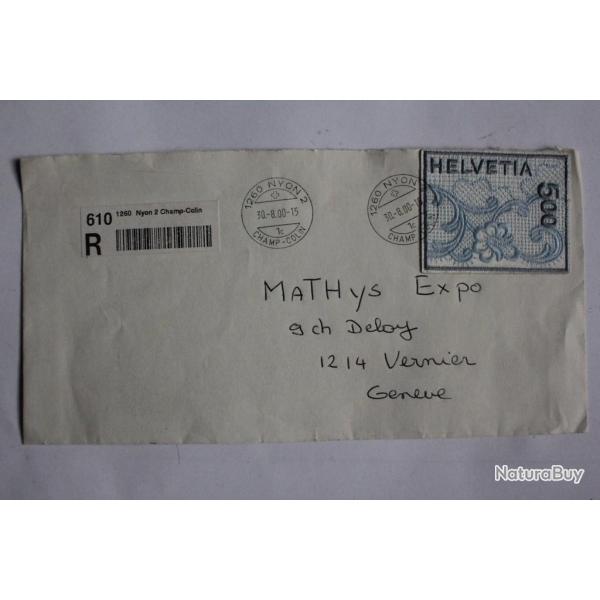 Timbre Suisse sur enveloppe NABA 2000 Saint -Gall 2000