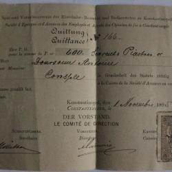 Timbre vingt paras sur document empire ottoman Constantinople 1895