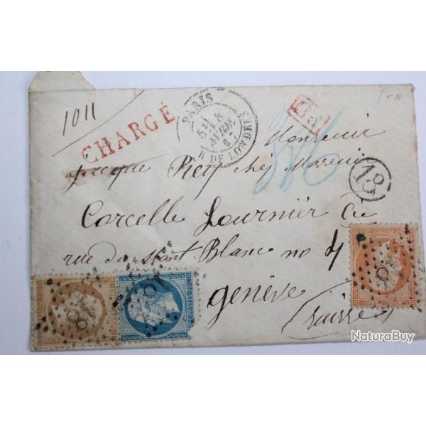 Timbres France empire laur� 20c,10c et 40c 1867 obl �toile n�18