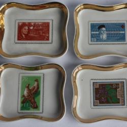 Vide-poches porcelaine Limoges Timbres Philat&eacute;lie