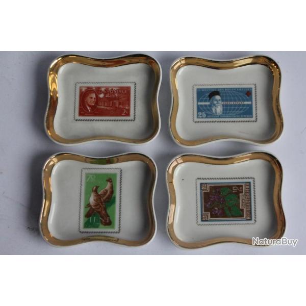 Vide-poches porcelaine Limoges Timbres Philat�lie
