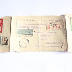 Timbres Indochine a&eacute;rien sur enveloppe par avion recommand&eacute; 1934