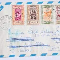 Timbres sur enveloppe a&eacute;rienne R&eacute;publique du DAHOMEY 1963